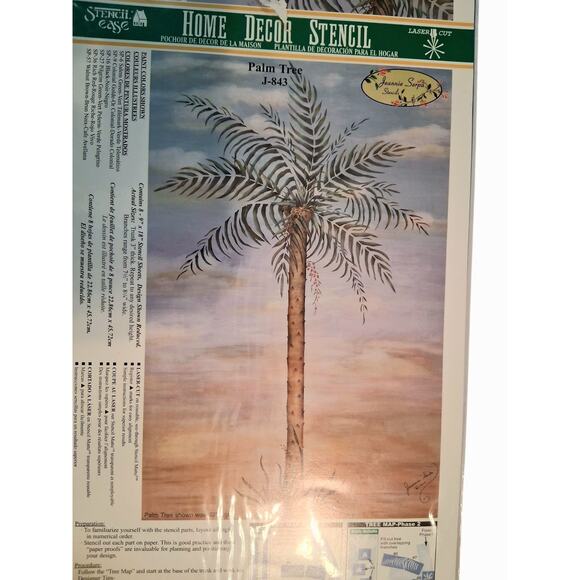 Home Decor Stencil Ease Palm Tree Jeannie Serpa New & Sealed Instructions J-843 - Picture 2 of 5